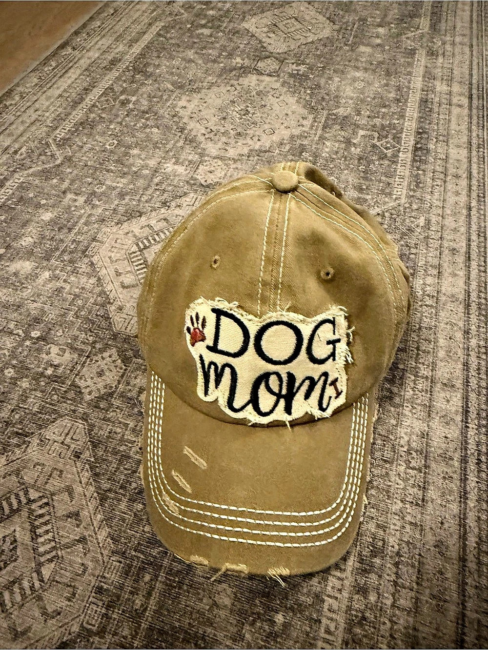 Dog Mom Embroidered Brown Hat